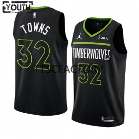 Dječji NBA Dres Minnesota Timberwolves Karl-Anthony Towns 32 Jordan 2022-23 Statement Edition Crno Swingman